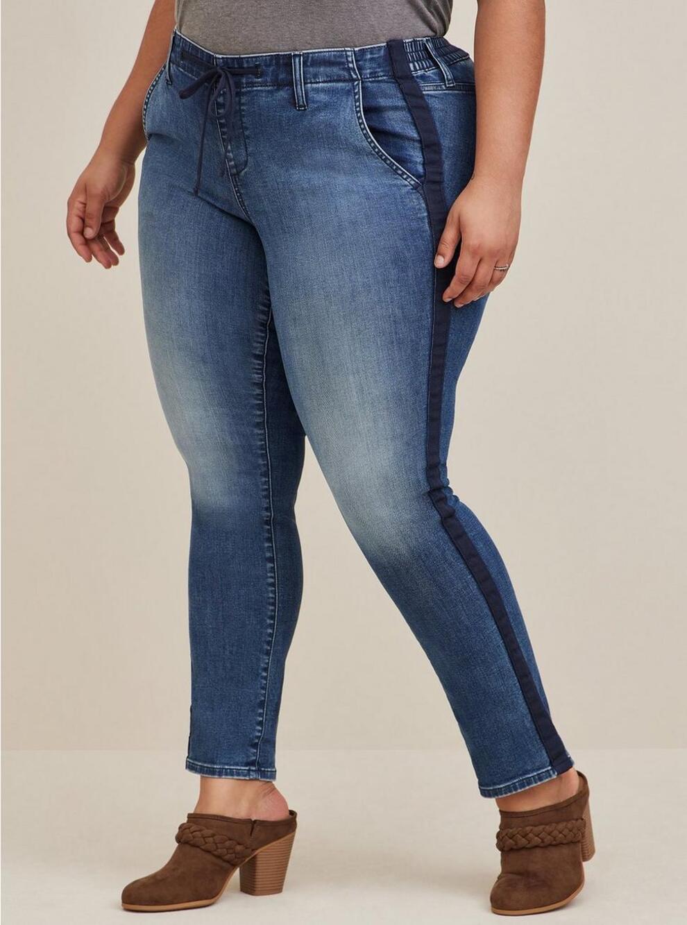 NWT Torrid Pull On Boyfriend Straight Side Stripe Drawstring Jeans 3 3R 3X 22 24